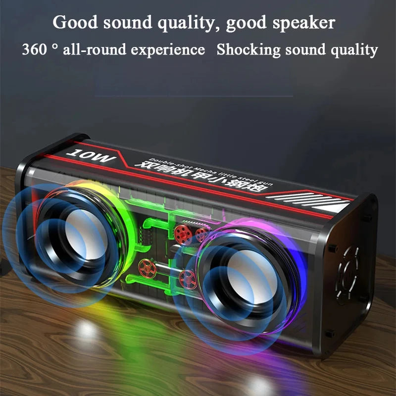 V8 Altoparlanti Mecha Trasparenti Bluetooth 5.0 Mini Wireless Con Diaframma A Doppio Subwoofer Per Festa RGB Light TWS