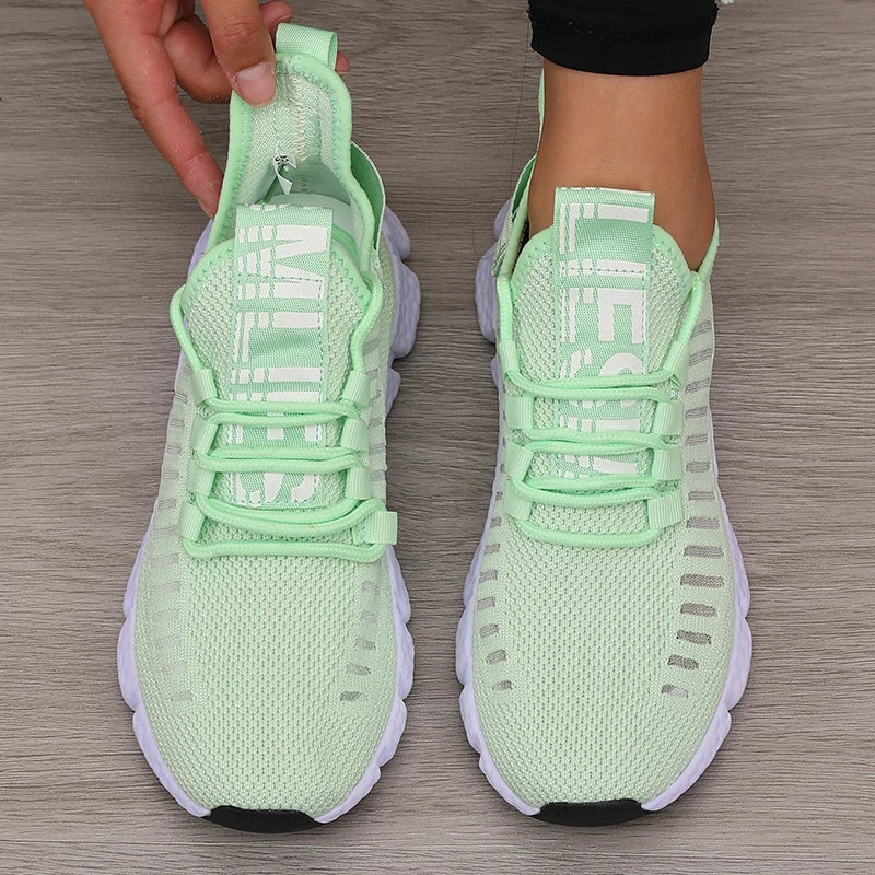 Scarpe sportive da donna Mesh Leggero Suola morbida Cinturino da jogging Traspirante Moda Sport Walking Scarpe basse da tennis casual per uomo