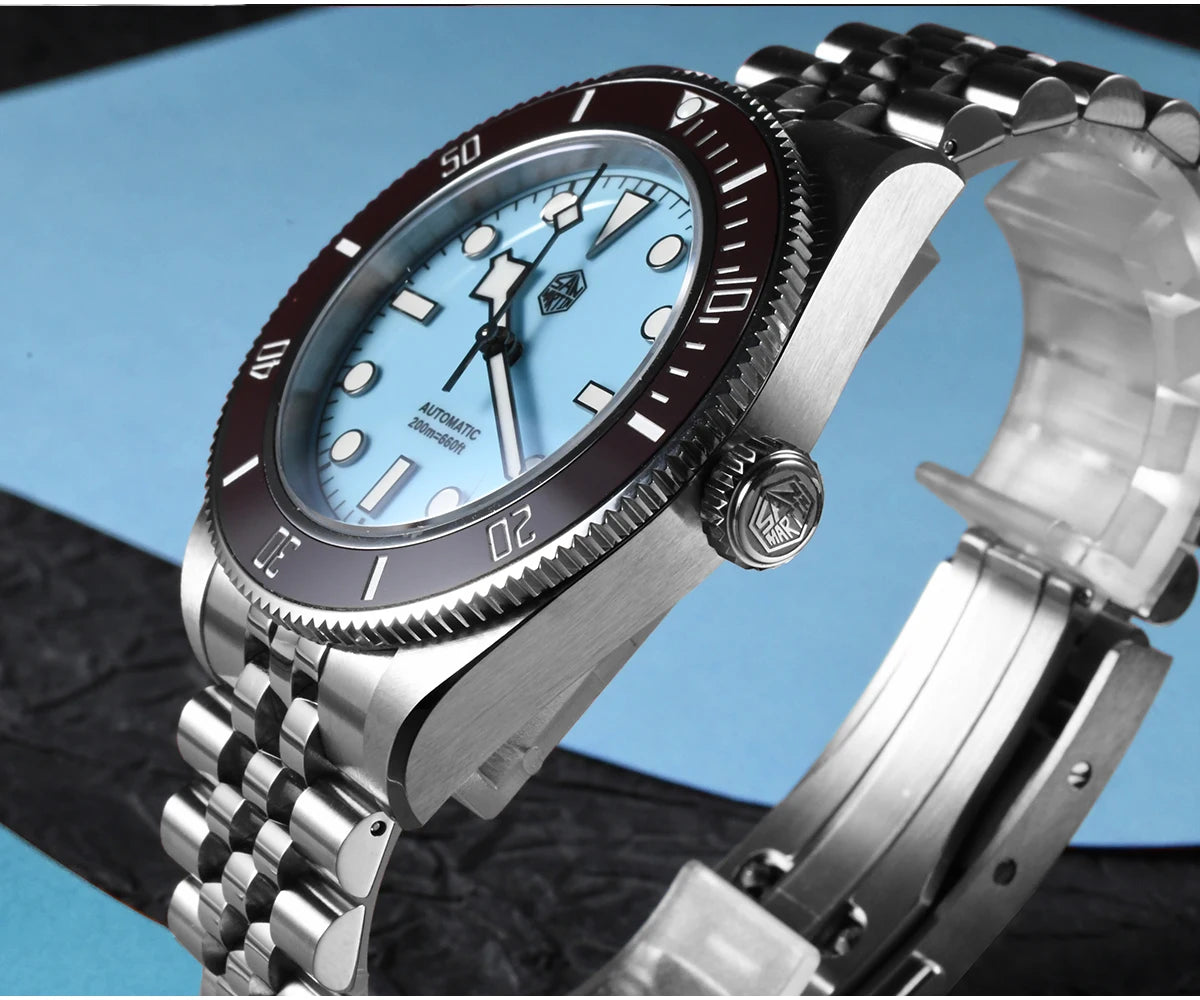 San Martin Orologio 40mm BB Diver Smaltato Quadrante Enamel Blu Lusso NH35 Automatico 200m SN0128