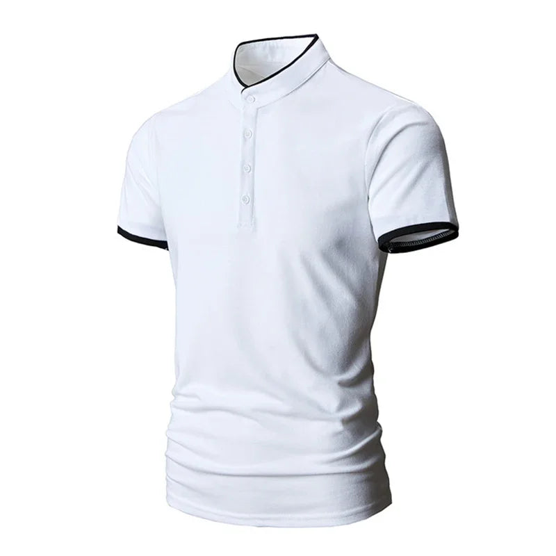 Polo Casual Da Uomo Per Ufficio A Maniche Corte Liscio E Resistente Alle Rughe Antipilling Confortevole Pulsante