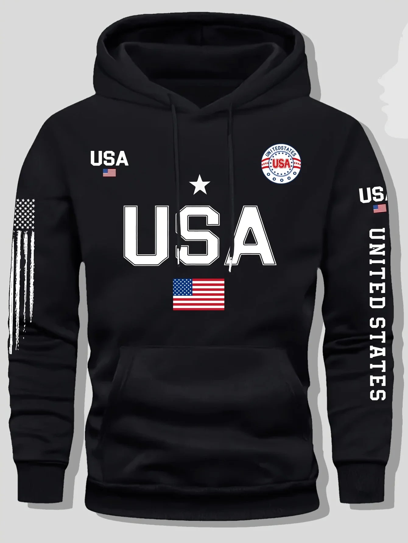 Felpa Con Cappuccio In Pile Con Motivo Bandiera USA Unisex Pullover Casual Con Scritte Estate Unite Per Studenti