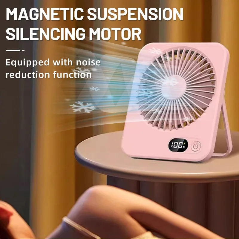 Ventilatore Da Tavolo Portatile Silenzioso Con Display Regolabile Ricaricabile A Cinque Velocità Pieghevole Da Scrivania