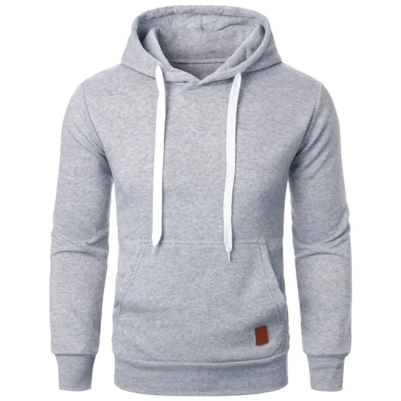 Felpa Con Cappuccio Da Uomo Leggera A Maniche Lunghe Streetwear Tinta Unita Con Coulisse