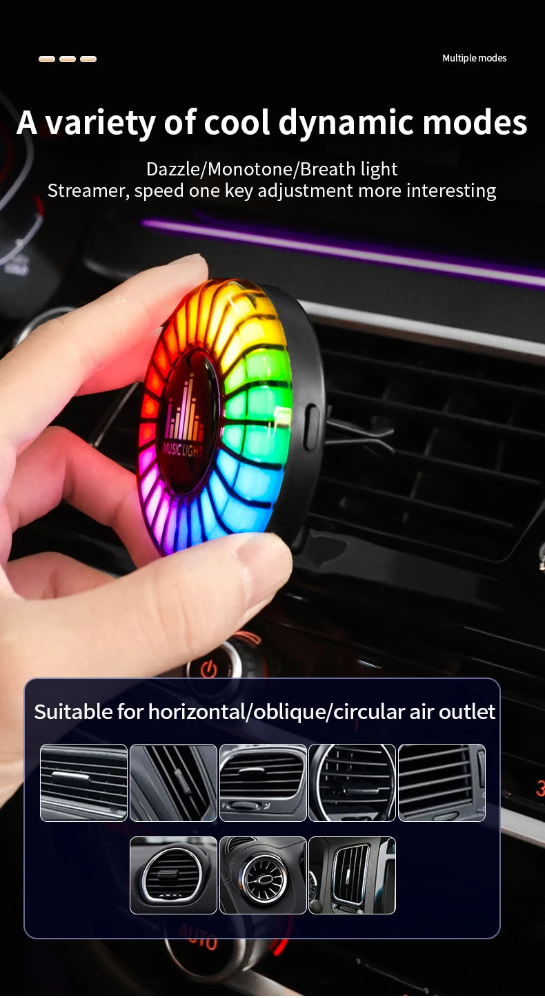 Lampada Ritmica Musicale Auto Deodorante Ambienti RGB LED Suono Controllo Musica Atmosfera Luci 256 Colori
