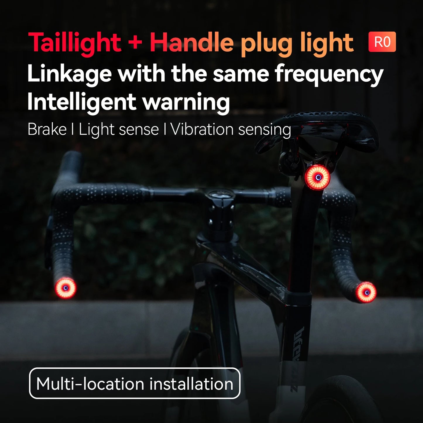Luce Terminale Per Barra Bicicletta ROCKBROS IPX6 Luce Posteriore Con 5 Modalità E Sensore Freno Per Sicurezza Notturna