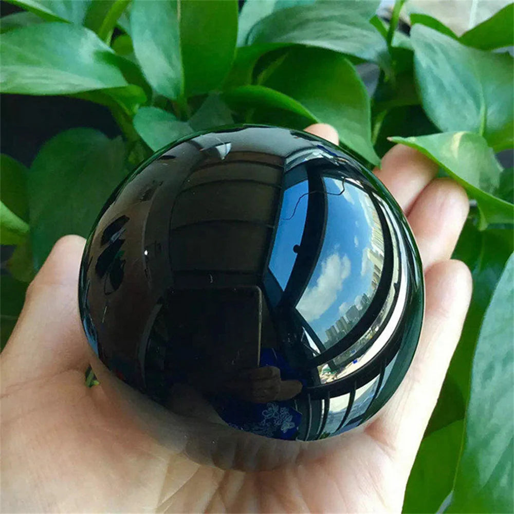 Sfera Di Ossidiana Nera Naturale Sfera Magica Cristallo Guarigione Reiki Feng Shui Decorazioni Per La Casa Senza Base