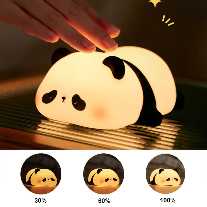 Lampada Notturna Panda Ricaricabile con Sensore Touch Silicone Dimmerabile Led per Comodino per Bambini Regalo