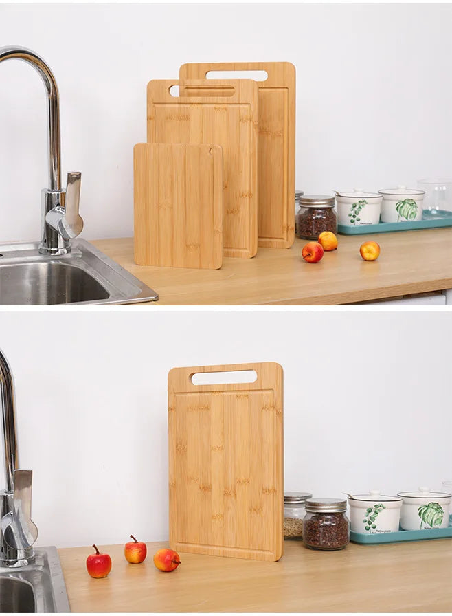 Tagliere In Bambù Bifacciale Da Cucina Anti Muffa Naturale Moso Con Supporto Verticale
