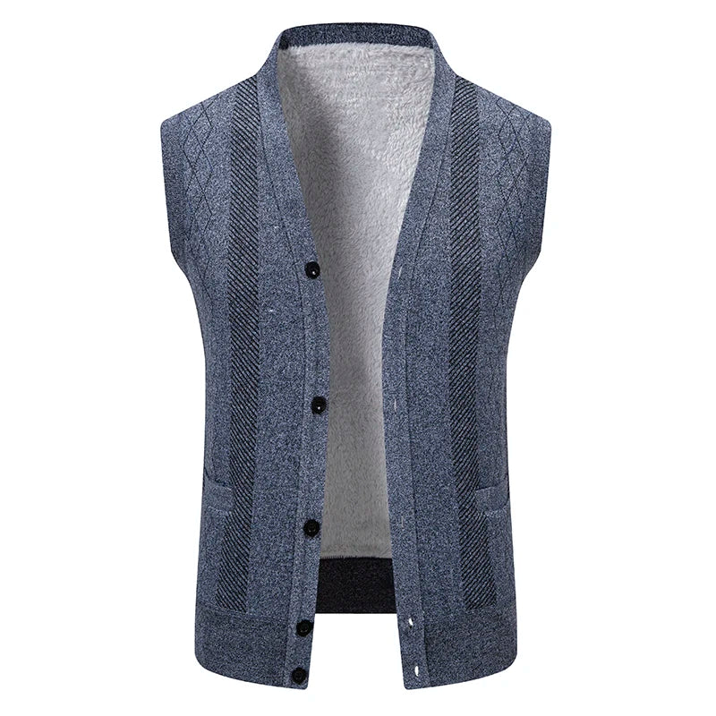 Cardigan Senza Maniche Da Uomo Gilet In Maglia Con Scollo A V Bottoni Argyle Lavorato Con Tasche