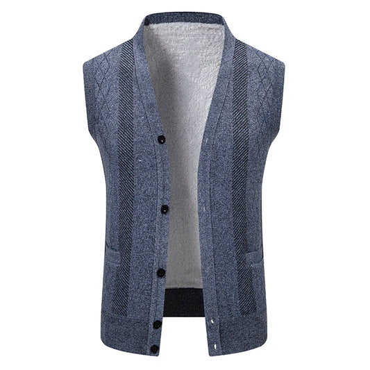 Cardigan Senza Maniche Da Uomo Gilet In Maglia Con Scollo A V Bottoni Argyle Lavorato Con Tasche