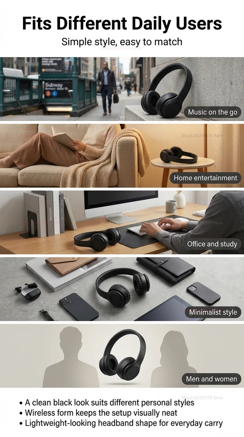 Cuffie Wireless Bluetooth Ad Alta Fedeltà Con Microfono HD Integrato Audio Stereo Nitido Connessione Stabile