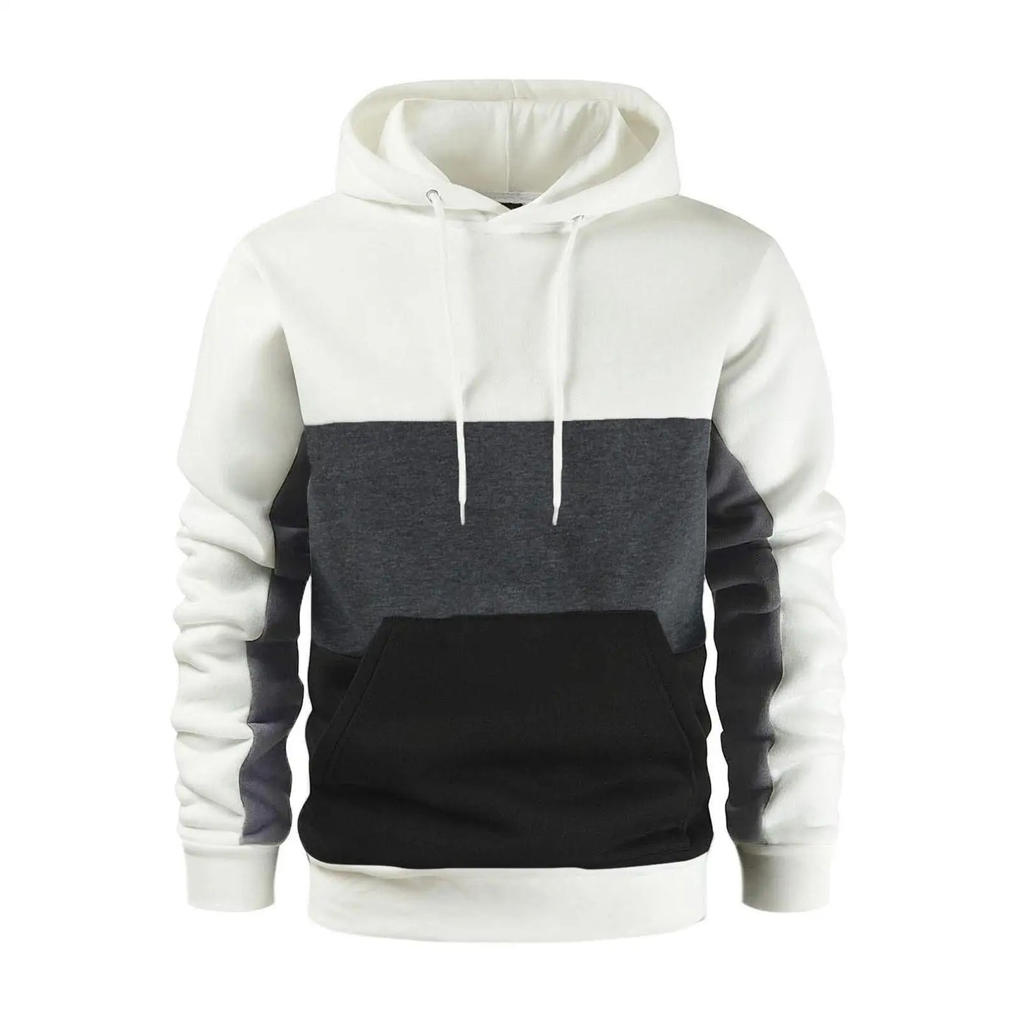 Felpa Con Cappuccio Patchwork Da Uomo Termica In Pile Abbigliamento Sportivo Casual Da Esterno Autunno Inverno Nero