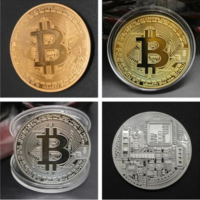 Moneta Bitcoin Placcata In Oro Collezione Arte Regalo Commemorativo Fisico Casascius Bit BTC Metallo Imitazione Antica