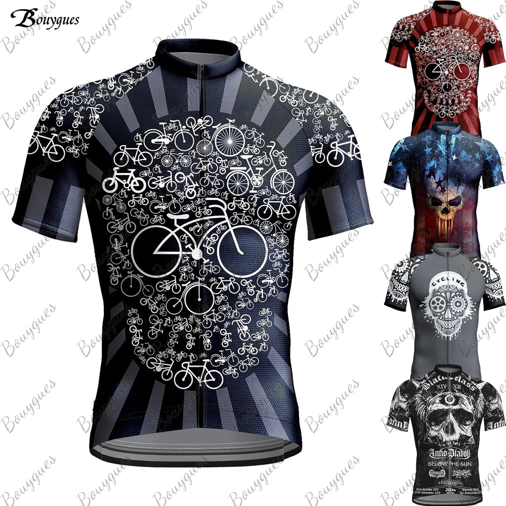 Maglia Ciclismo Uomo 2023 Skull MTB Maillot Abbigliamento Bicicletta Traspirante Asciugatura Rapida Tasche Antisudore
