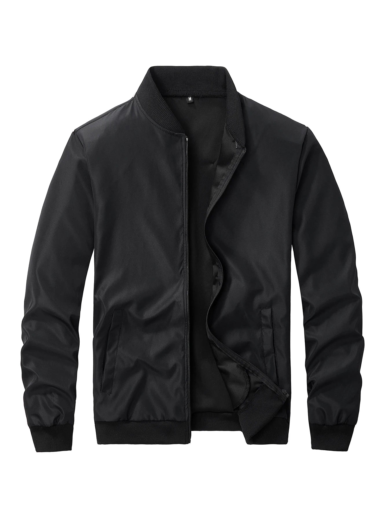 Giacca Uomo Sottile In Tinta Unita 2024 Primavera Autunno Con Colletto Baseball Corto Poliestere Business Casual