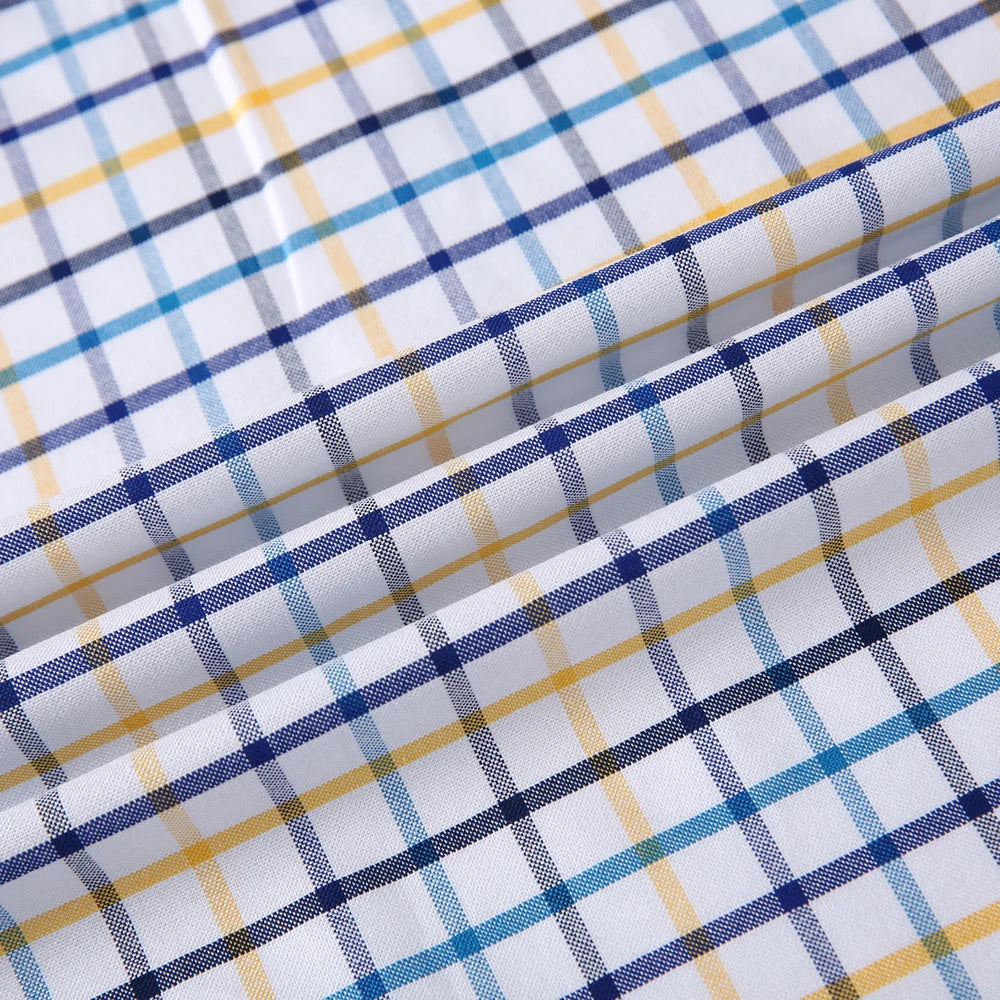 Camicia Da Uomo Oxford Abbottonata Maniche Lunghe In Cotone Al 100 Percento Con Tasca A Quadri Piccoli Stile Casual