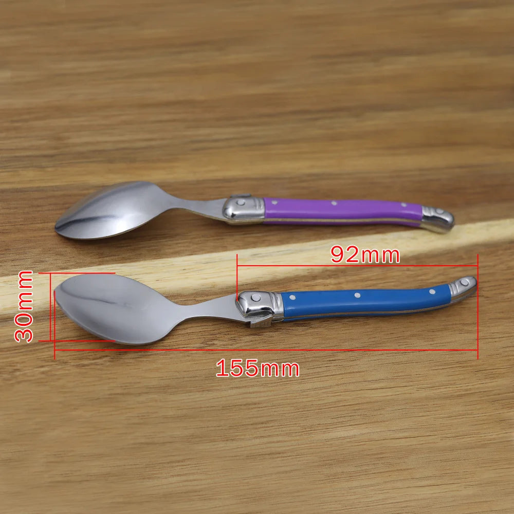 Set Da 6 Cucchiaini Da Caffè In Acciaio Inox Con Manico Arcobaleno ABS Laguiole Per Gelato E Dolci Stoviglie Colorate
