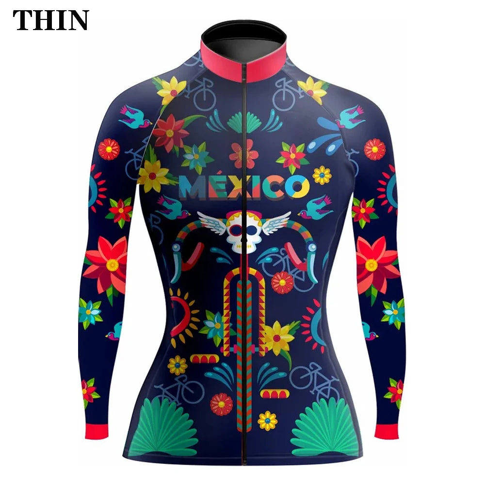 Downorup Maglia Ciclismo Donna Manica Lunga Tutta La Stagione Pile Caldo Leggera Modello L001
