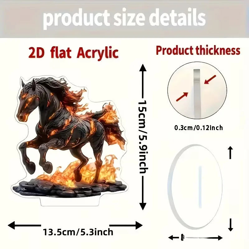 Statua In Acrilico Con Motivo Cavallo Bohemien Decorazione Tavolo Simbolo Ricchezza Prosperità Regalo Piatto 2D