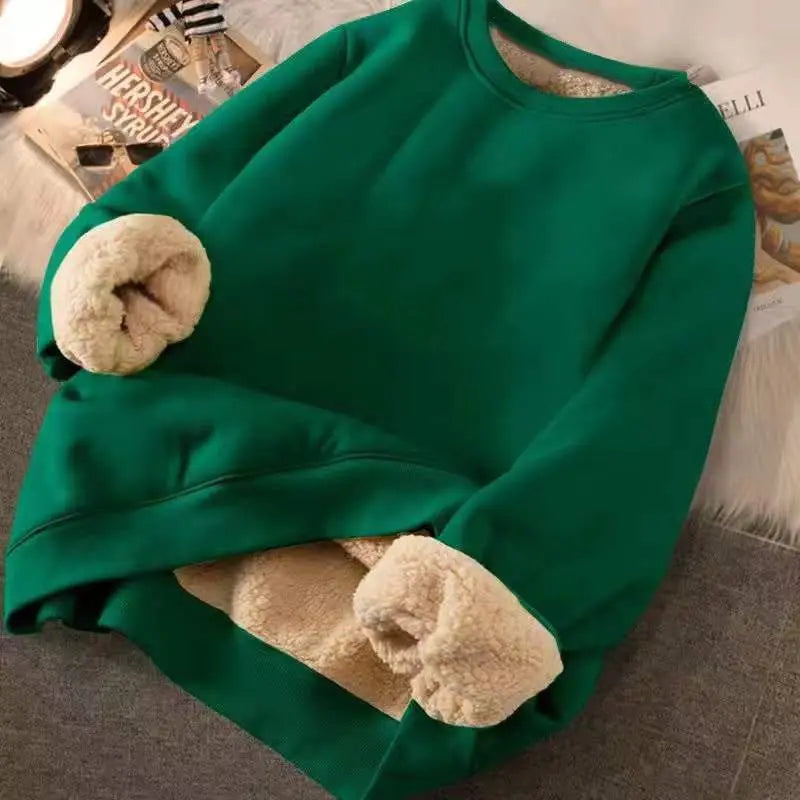 Felpa Da Donna Invernale Allentata Con Cappuccio Stampa Lettere In Peluche Spessa Caldo Foderata In Pile