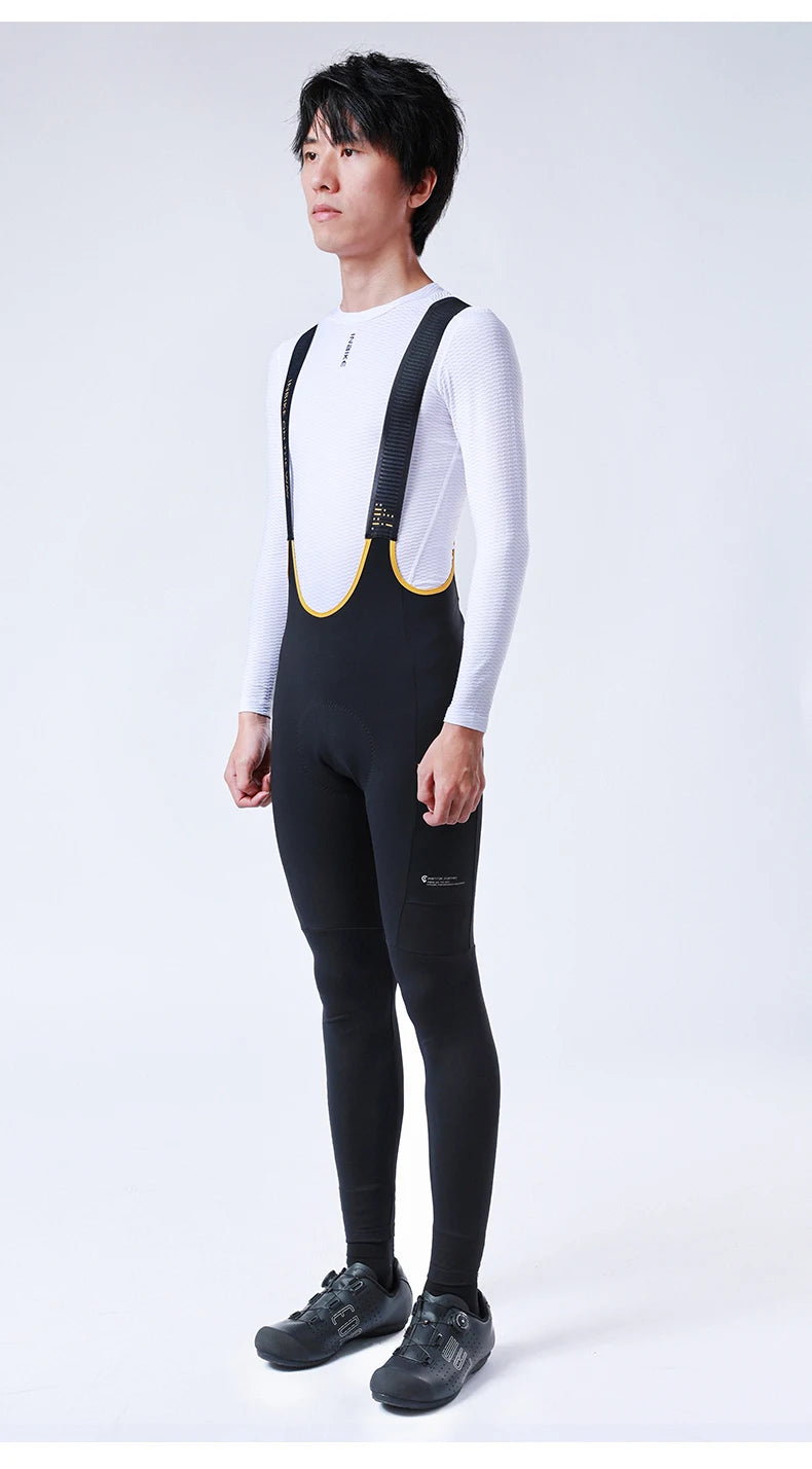 INBIKE Pantaloni Con Bretelle Per Bici Da Strada In Pile Per Uomo Termici Invernali Antivento MTB Ciclismo