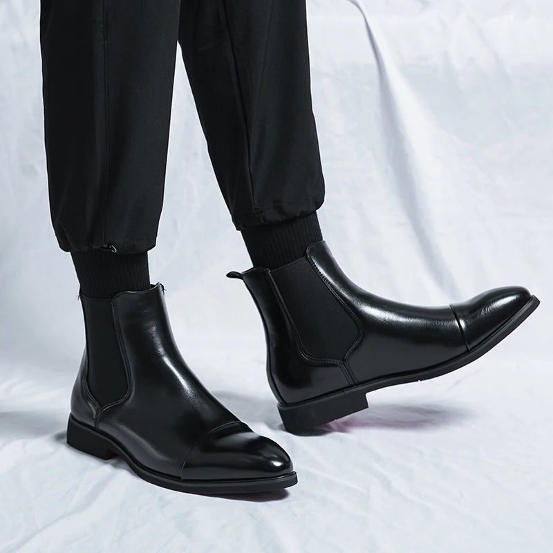 Stivaletti Chelsea Uomo Slip On Con Punta Tonda E Suola Rossa In PU Spedizione Gratuita Taglia 38 46 Scarpe Da Uomo