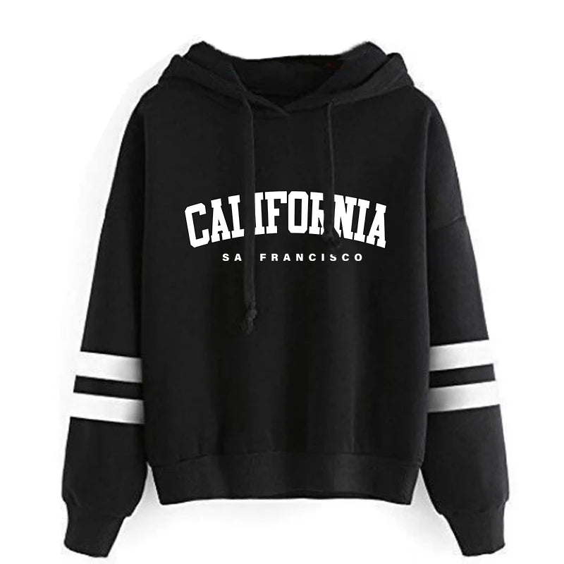 Tuta Da Donna California Stripe Felpa Con Cappuccio Casual Versatile Abito Pantaloni Abiti Da Strada S3XL