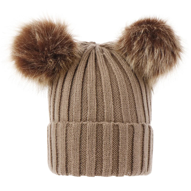 Cappello Invernale Da Donna Lavorato A Maglia Con Pompon In Pelliccia Sintetica Caldo Berretto Natalizio Per Ragazza