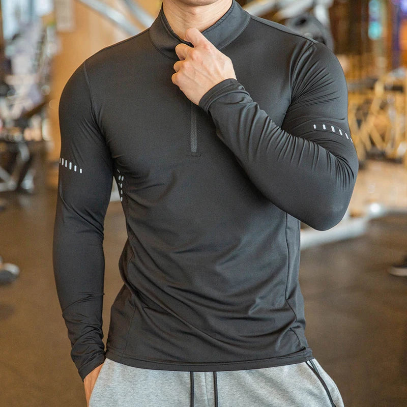 Maglia Da Fitness Da Uomo A Maniche Lunghe Per Corsa Palestra Sportiva Compression Rashguard Attillata
