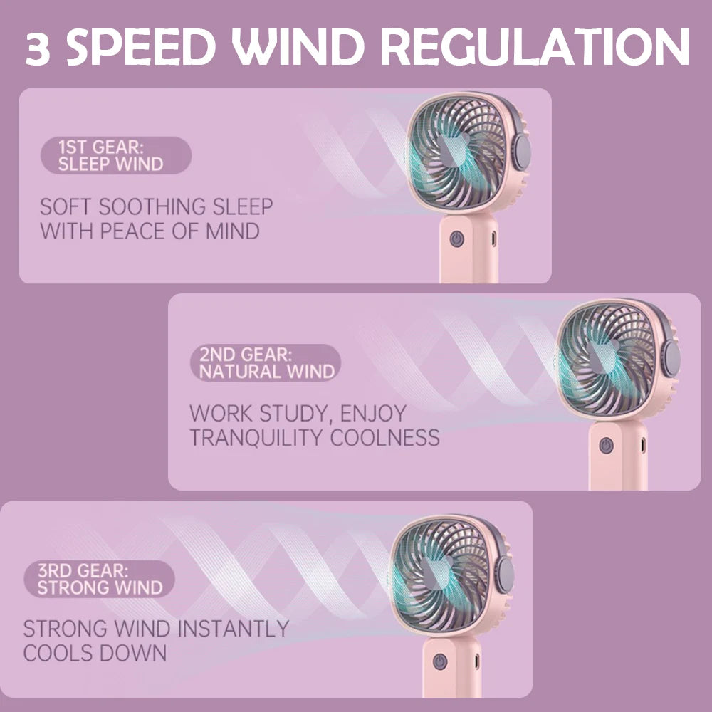 Mini Ventilatore USB Portatile Multifunzionale Con Supporto Da Tavolo Per Studenti E Esterni Batteria Ricaricabile