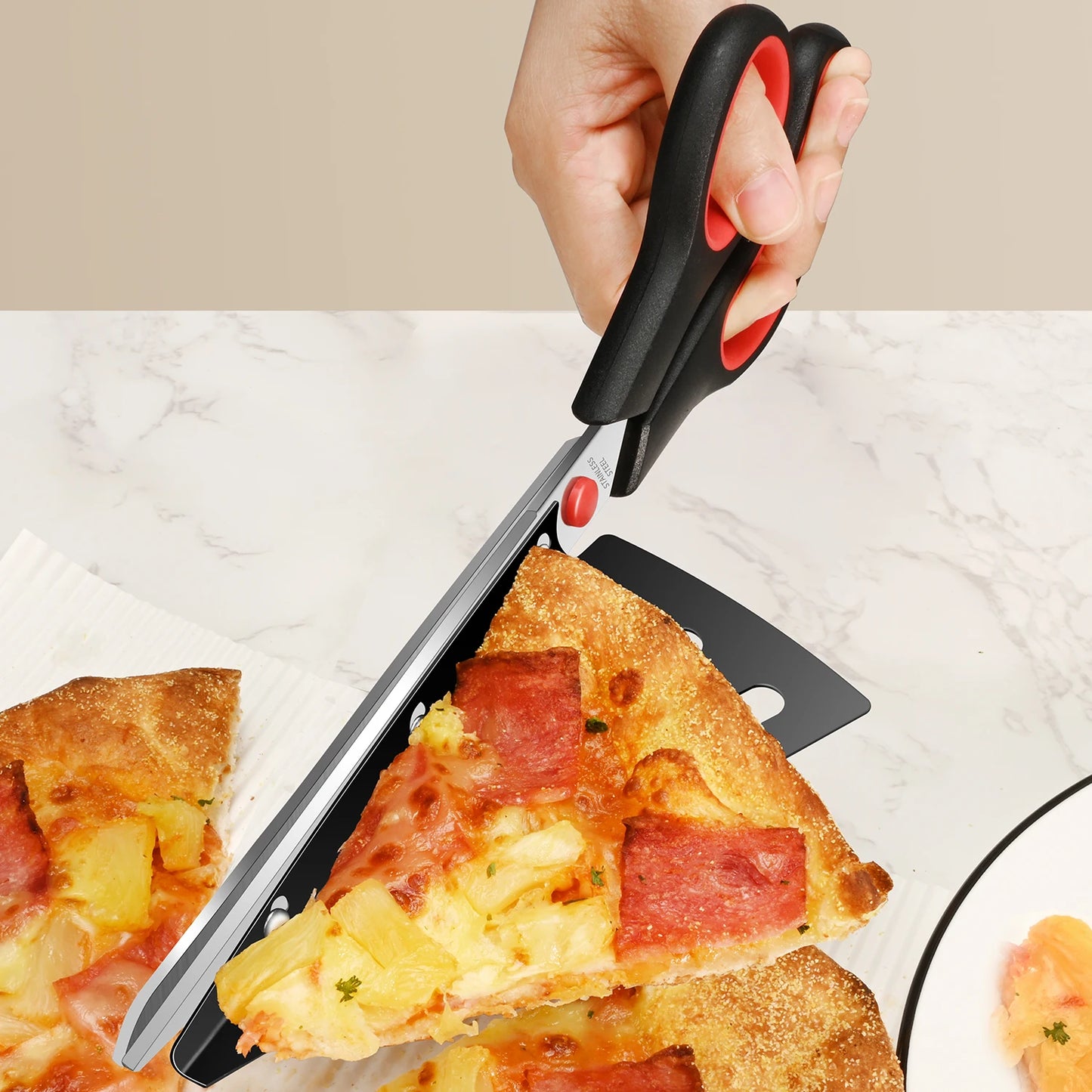 Cesoie Per Pizza Staccabili In Acciaio Inossidabile 2 In 1 Forbici Da Cucina Spatola Ecologiche Per Uso Domestico