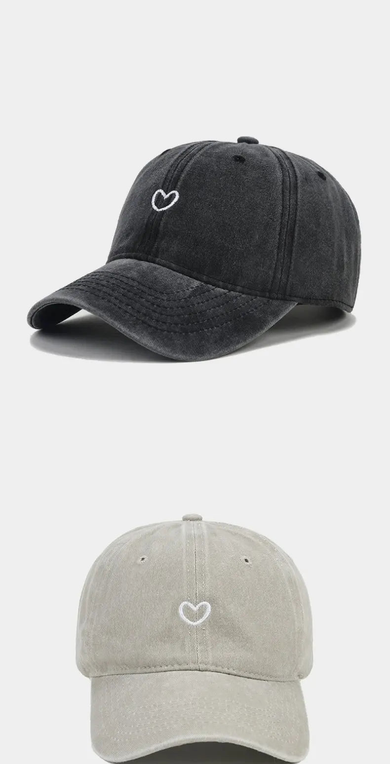 Cappello Da Baseball In Cotone Lavato Unisex Ricamato Con Amore Retro Protezione Solare Per Donna E Uomo