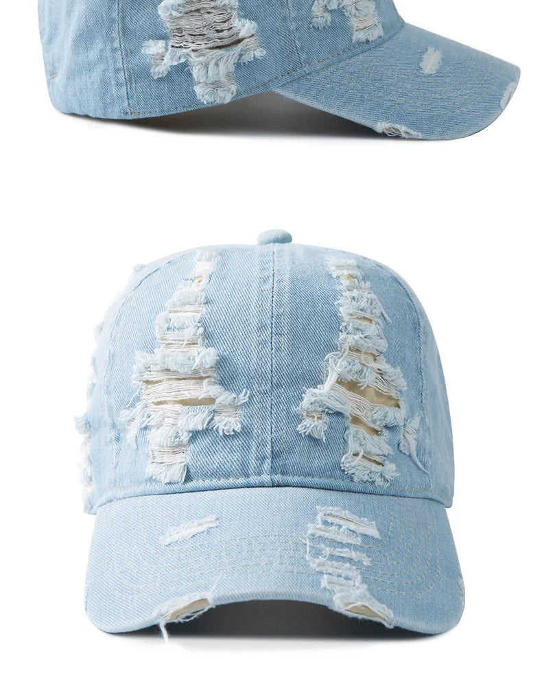 Berretto Da Baseball Denim Lavato Unisex Snapback Traspirante Con Protezione Solare Vintage Primavera Estate