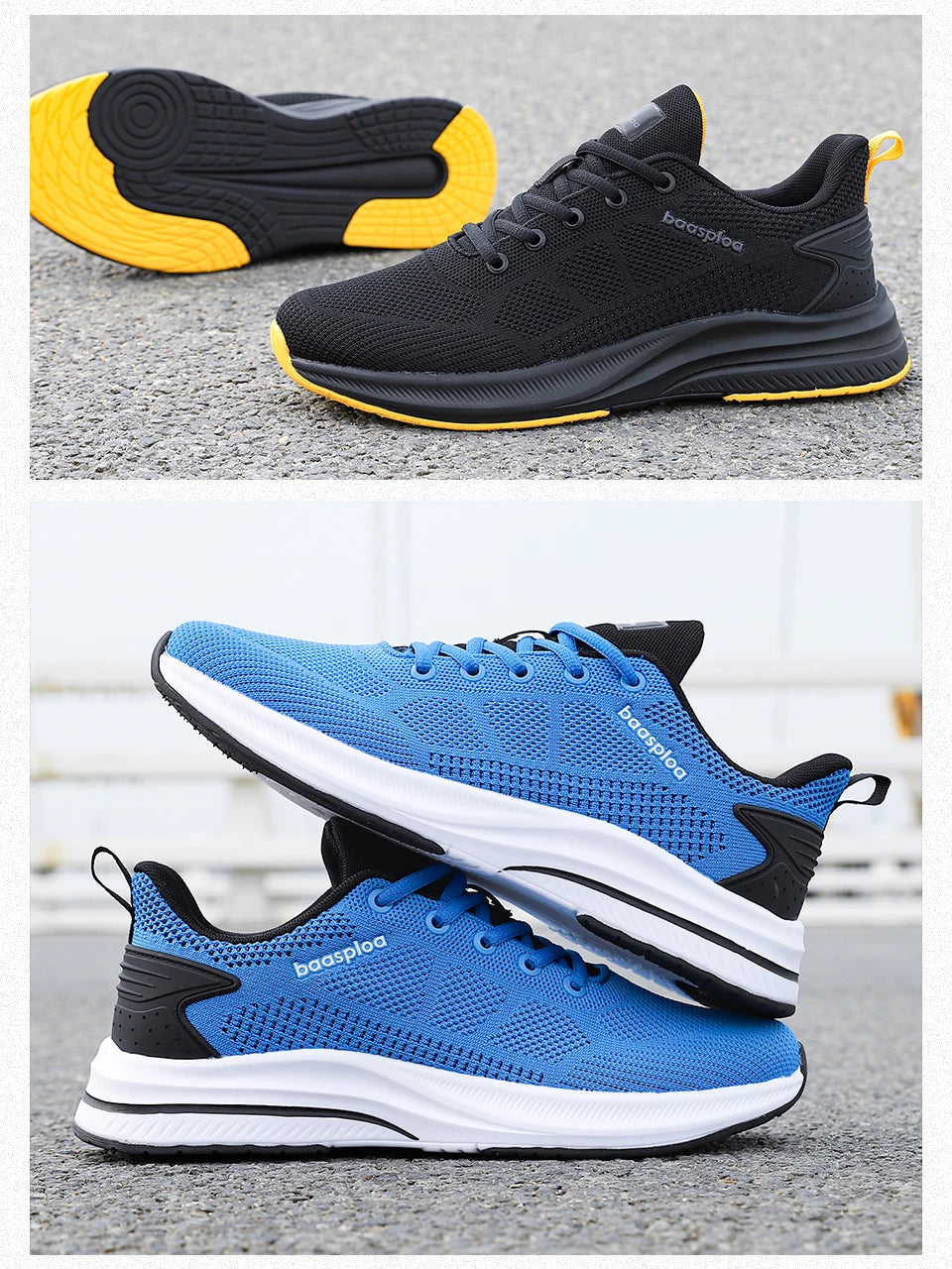 Baasploa Scarpe Da Corsa Uomo Leggere In Mesh Traspiranti Con Lacci Per Attività All Aperto