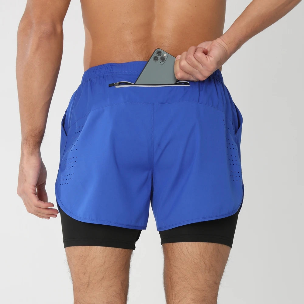 Pantaloncini Da Corsa Da Uomo 2 In 1 Palestra Asciugatura Rapida Pantaloni Corti Sportivi Estivi