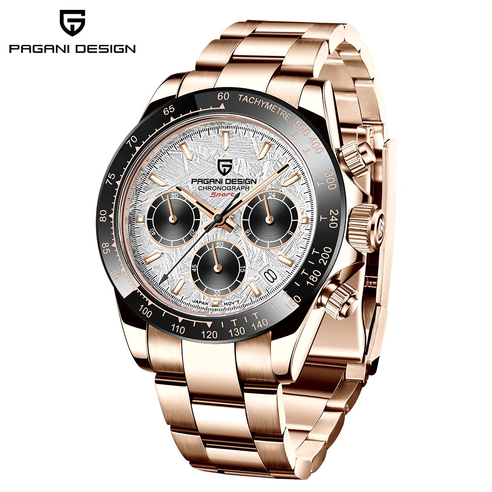 Pagani Design PD 1644 Orologio Da Uomo Con Quadrante Meteoritico E Vetro Zaffiro Quarzo 100M Cronografo