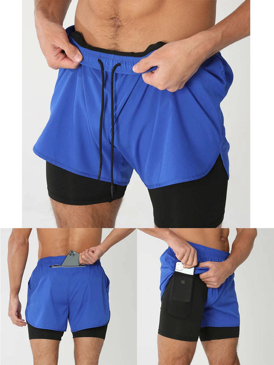 Pantaloncini Da Corsa Da Uomo 2 In 1 Palestra Asciugatura Rapida Pantaloni Corti Sportivi Estivi