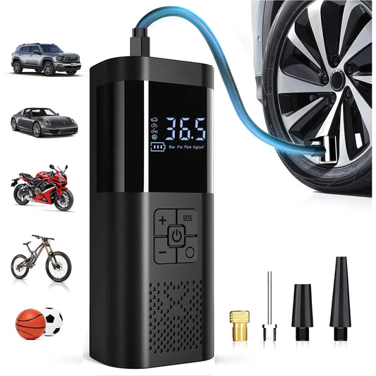 Compressore D Aria Portatile Senza Fili Per Auto Moto Bici 150 PSI Con Manometro Digitale E Pompa Per Pneumatici
