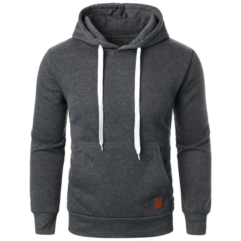 Felpa Con Cappuccio Da Uomo Leggera A Maniche Lunghe Streetwear Tinta Unita Con Coulisse