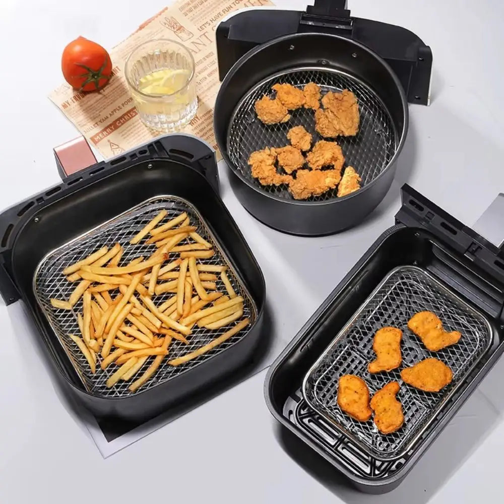 Friggitrice Ad Aria Cremagliera Impilabile Griglia Cestino In Acciaio Inox Antiaderente Per Air Fryer Vassoio