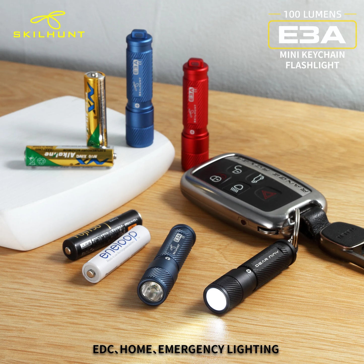 Skilhunt E3A Torcia LED Portachiavi EDC 100 Lumen AAA Mini Pocket Ricaricabile Compatibile