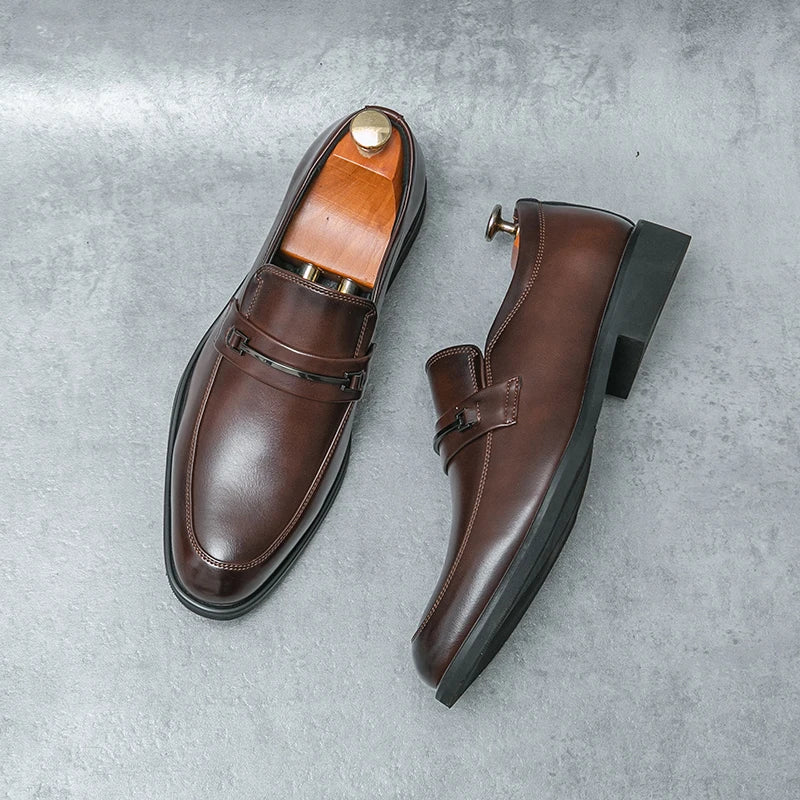 Scarpe Formali In Pelle Da Uomo Mocassini Slip On Classico Punta Tonda Traspirante Antiscivolo Per Ufficio Matrimonio