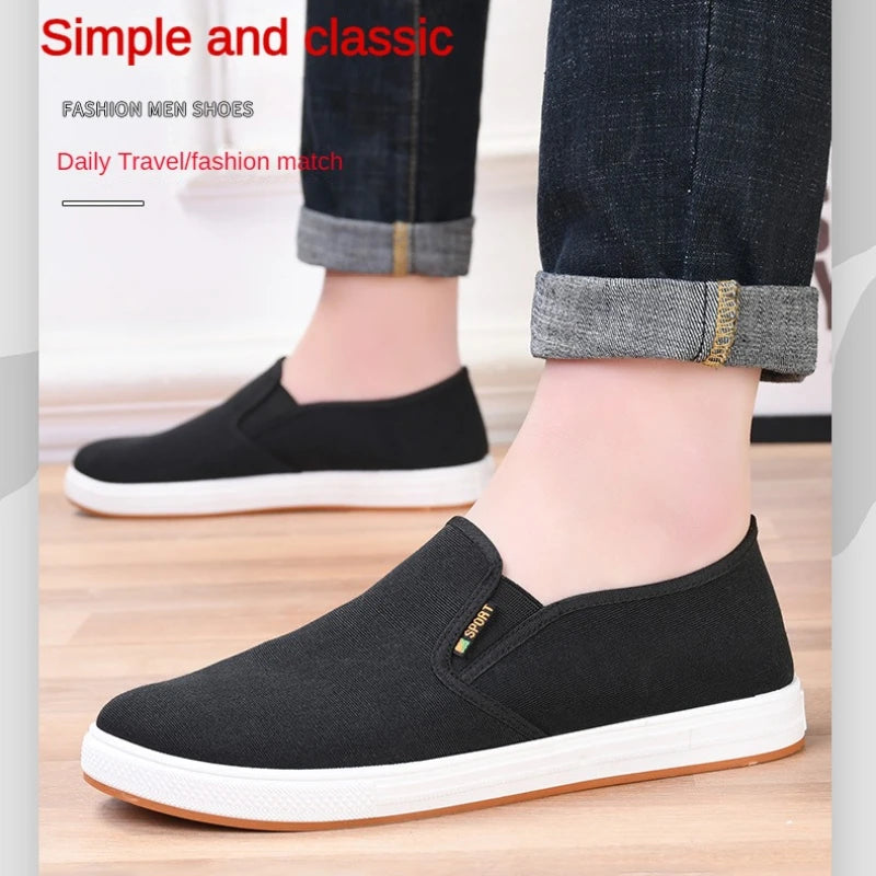 Scarpe Da Ginnastica In Tela Da Uomo Basse Leggere Vulcanizzate Slip On Casual Spedizione Gratuita A Prezzi Accessibili