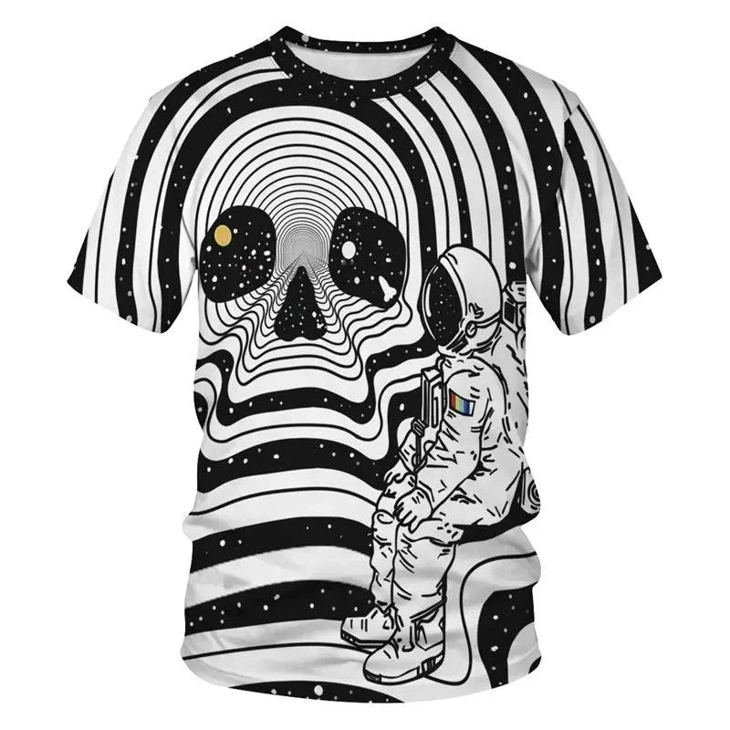 Tshirt Con Fiore Scheletro Stampato In 3D Per Uomo Grafica Cuore Teschio Harajuku Girocollo Casual Manica Corta
