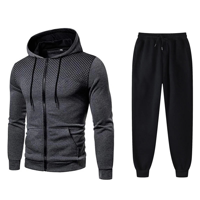 Tuta Da Uomo Set Abbigliamento Sportivo Con Cappuccio Cerniera Felpa Pantaloni Da Corsa Per Allenamento