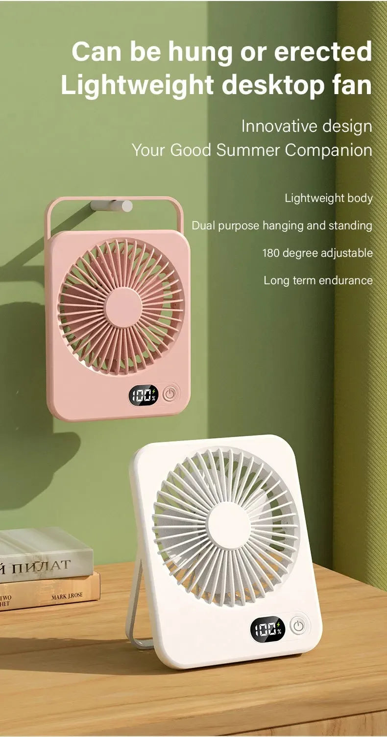 Ventilatore Da Tavolo Portatile Silenzioso Con Display Regolabile Ricaricabile A Cinque Velocità Pieghevole Da Scrivania