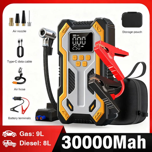 Avviatore Di Emergenza Con Compressore Aria Auto Portatile 7000A Booster 12V Gonfiaggio Pneumatici Automatico A 160 Psi