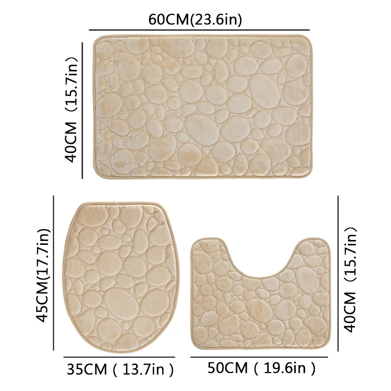 Set Da Tre Tappetini Da Bagno In Microfibra Antiscivolo Assorbenti In Tinta Unita Comodi E Morbidi