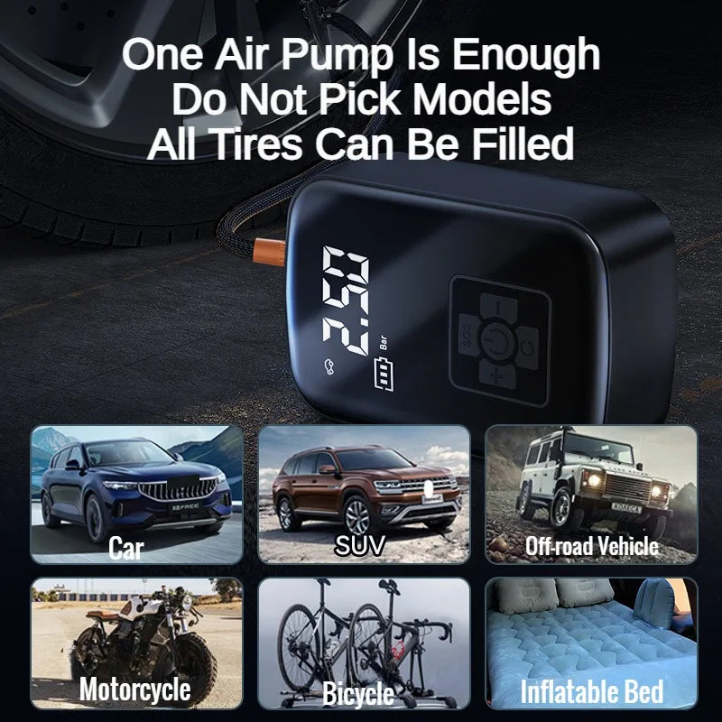 Pompa Aria Auto 12V 150 PSI Compressore Portatile Senza Fili Per Pneumatici Auto Moto Bicicletta E Palline Gonfiaggio