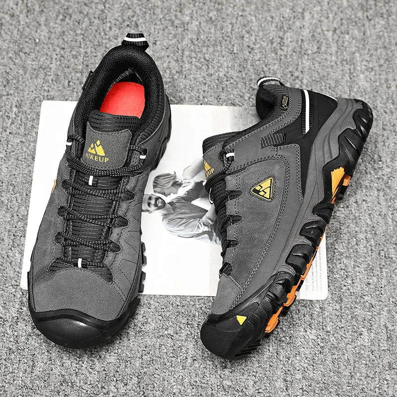 HikeUp Scarpe Da Trekking Per Uomini In Pelle Durevoli Alta Qualita Scarpe Da Arrampicata All Aperto Con Suola In Gomma